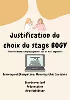 Vorschau - Stundenentwürfe - Justification du choix du stage BOGY / über Praktika sprechen - Deckblatt