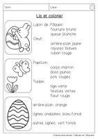 Aperçu - Feuilles d'exercices - Lis et Colorie Fiches: Paques - Page 1