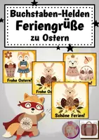 Vorschau - Anderer Materialtyp - Buchstaben-Helden: Feriengrüße zu den Osterferien - Deckblatt