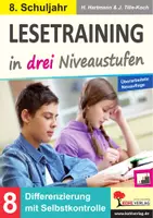 Vorschau - Arbeitsblätter - Lesetraining in drei Niveaustufen Klasse 8 – Sinnerfassendes Lesen trainieren | Lesekompetenz, Leseförderung, Differenzierung, Lesetexte | Deutsch Sekundarstufe I Klasse 8 Lösungen - Deckblatt