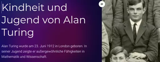 Vorschau - Präsentationen/Tafelbilder - Kindheit und Jugend von Alan Turing - Deckblatt
