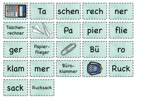 Vorschau - Spiele - Streichholzschachtelwörter "Schule" - Seite 1