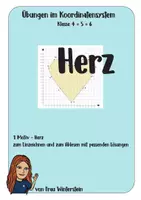 Vorschau - Arbeitsblätter - Koordinatensystem Aufgaben - Herz - Deckblatt