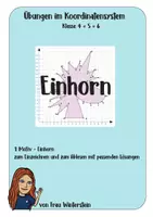 Vorschau - Arbeitsblätter - Koordinatensystem Übungen - Einhorn - Deckblatt