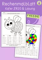 Vorschau - Arbeitsblätter - Rechenmalblatt Käfer, ZR20, Freebie - Deckblatt