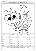Vorschau - Arbeitsblätter - Rechenmalblatt Käfer, ZR20, Freebie - Seite 1