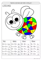 Vorschau - Arbeitsblätter - Rechenmalblatt Käfer, ZR20, Freebie - Seite 2