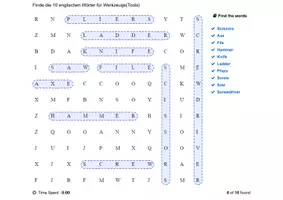 Vorschau - Stationenlernen - Englisch/Suchsel/Werkzeug mit Wortliste/H5P+PDF+MOODLE+Lösung - Seite 2