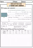 Vorschau - Arbeitsblätter - Übungsblatt_Rechteck_Umfang_Flächeninhalt - Deckblatt