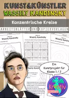 Vorschau - Arbeitsblätter - Wassily Kandinsky Kunstprojek - Arbeitsblätter konzentrische Kreise - Kunst und Künstler in der Grundschule - Deckblatt