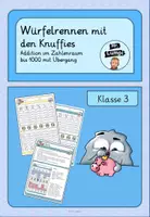 Vorschau - Spiele - Würfelrennen mit den Knuffies - Addition im Zahlenraum bis 1000 mit Übergang - Deckblatt