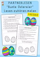 Vorschau - Arbeitsblätter - Partnerlesen, bunte Ostereier, kostenlos - Deckblatt
