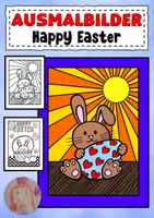 Vorschau - Mal- und Bastelvorlagen - Ausmalbilder: Happy Easter / Frohe Ostern - Deckblatt