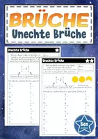 Vorschau - Arbeitsblätter - Unechte Brüche in gemischte Zahlen umwandeln - Deckblatt