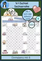 Vorschau - Spiele - Suchsel 6er Reihe – Einmaleins mit 6 spielerisch üben | Sechserreihe Multiplikation Grundschule - Deckblatt
