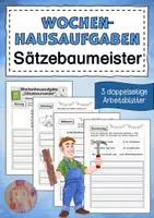 Vorschau - Arbeitsblätter - Wochenhausaufgabe Sätze zusammensetzen und schreiben - Seite 1