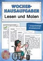 Vorschau - Arbeitsblätter - Wochenhausaufgabe Lesen und Malen - Deckblatt