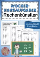 Vorschau - Arbeitsblätter - Wochenhausaufgabe Rechnen üben ZR 10 20 100 - Seite 1