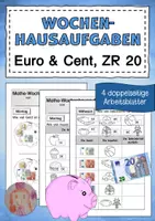 Vorschau - Arbeitsblätter - Wochenhausaufgabe Rechnen mit Geldbeträgen - Seite 1