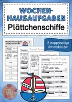 Vorschau - Arbeitsblätter - Wochenhausaufgabe Plättchenschiffe im Zahlenraum 10 und 20 - Deckblatt