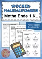 Vorschau - Arbeitsblätter - Wochenhausaufgabe Mathe Klasse 1 2 - Deckblatt