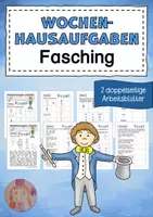 Vorschau - Arbeitsblätter - Wochenhausaufgabe Fasching - Deckblatt