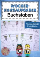 Vorschau - Arbeitsblätter - Wochenhausaufgaben Buchstabeneinführung - Deckblatt