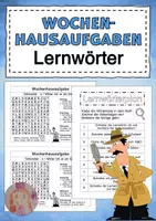 Vorschau - Arbeitsblätter - Wochenhausaufgaben Lernwörter - Deckblatt