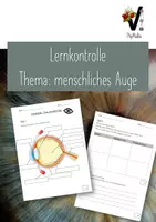 Vorschau - Test - Lernkontrolle menschliches Auge - Deckblatt