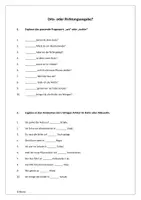 Vorschau - Arbeitsblätter - Orts- und Richtungsangaben: Dativ und Akkusativ (mit Lösung) - Deckblatt