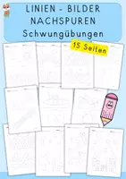 Vorschau - Arbeitsblätter - Linien - Bilder nachspuren, Schwungübungen, Feinmotorik - Deckblatt