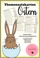 Vorschau - Aufgabenkarten - Themensätze "Ostern" (Satzglieder, Wortarten, Zeitformen, Rechtschreibung) - Deckblatt