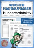 Vorschau - Arbeitsblätter - Wochenhausaufgabe Hundertertafel - Deckblatt
