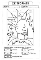 Vorschau - Arbeitsblätter - Zeitformen - Malblätter (Präsens, Präteritum, Futur I+II, Perfekt, Plusquamperfekt) - Deckblatt