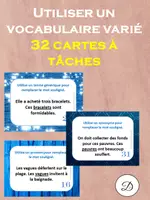 Aperçu - Cartes d'exercices - Utiliser un vocabulaire varié - 32 cartes à tâches / Use varied vocabulary - Page de couverture