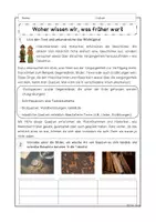 Vorschau - Arbeitsblätter - Infotext Quellen (Woher wissen wir, was früher war?): Sachquellen, Schriftquellen, Bildquellen, mündliche Quellen - Seite 1