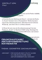 Vorschau - Arbeitsblätter - Abiturvorbereitung Mathematik Geometrie (Sachaufgaben) - Deckblatt