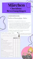 Vorschau - Arbeitsblätter - Märchen - Checkliste und Bewertungsbogen - Deckblatt