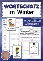 Vorschau - Arbeitsblätter - Wortschatz: Winter - Bildkarten und Arbeitsblätter ( DaZ + DaF ) - Deckblatt