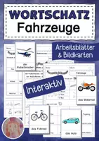 Vorschau - Interaktives Material - Wortschatz zum Thema Fahrzeuge interaktiv üben - Deckblatt