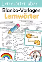 Vorschau - Arbeitsblätter - Lernwörter Üben - Blanko Vorlagen inklusive Bildkarten und Lernwörtertest - Deckblatt
