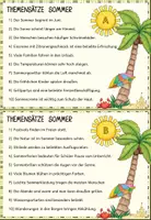 Vorschau - Arbeitsblätter - Themensätze "Sommer" (Satzglieder, Wortarten, Zeitformen, Rechtschreibung) - Seite 1