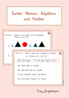 Vorschau - Stationenlernen - Übungskartei: Nomen, Adjektive, Verben - Klasse 2 - Deckblatt