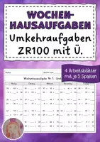 Vorschau - Arbeitsblätter - Wochenhausaufgabe Mathematik, 2.Klasse, Umkehraufgaben im ZR100 mÜ - Deckblatt
