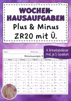 Vorschau - Arbeitsblätter - Wochenhausaufgabe Mathematik, 1.Klasse, im ZR20 mit Zehnerüberschreitung - Deckblatt