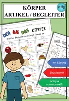Vorschau - Arbeitsblätter - Wortschatzübung Artikel Begleiter zum Thema Körper DaZ DaF A1 - Deckblatt