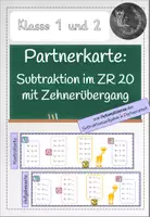 Vorschau - Stationenlernen - Übung zur Subtraktion im Zahlenraum 20 mit Zehnerübergang: Partnerkontrolle - Deckblatt