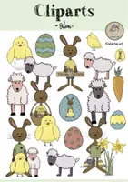 Vorschau - selbst erstellte Cliparts/Grafiken - Cliparts Ostern Küken Lamm Osterhase Ostereier Osterglocken - Deckblatt