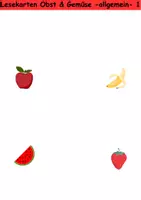 Vorschau - Arbeitsblätter - Lesekarten einfach bis schwer Thema Obst & Gemüse 1. bis 2. Klasse Deutsch, DaZ/DaF, Fremdwörter Spiel - Seite 1