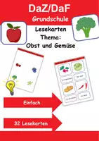 Vorschau - Arbeitsblätter - Lesekarten einfach Thema Obst & Gemüse 1. bis 2. Klasse Deutsch, DaZ/DaF, Fremdwörter Spiel - Deckblatt